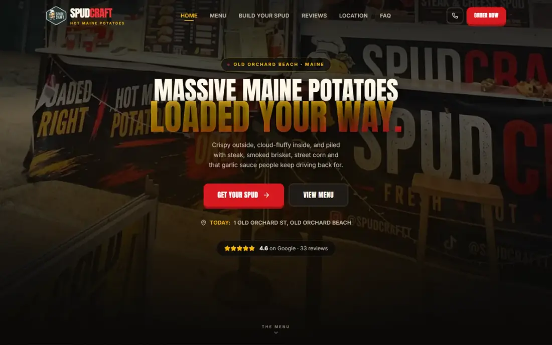Screenshot of the SpudCraft website