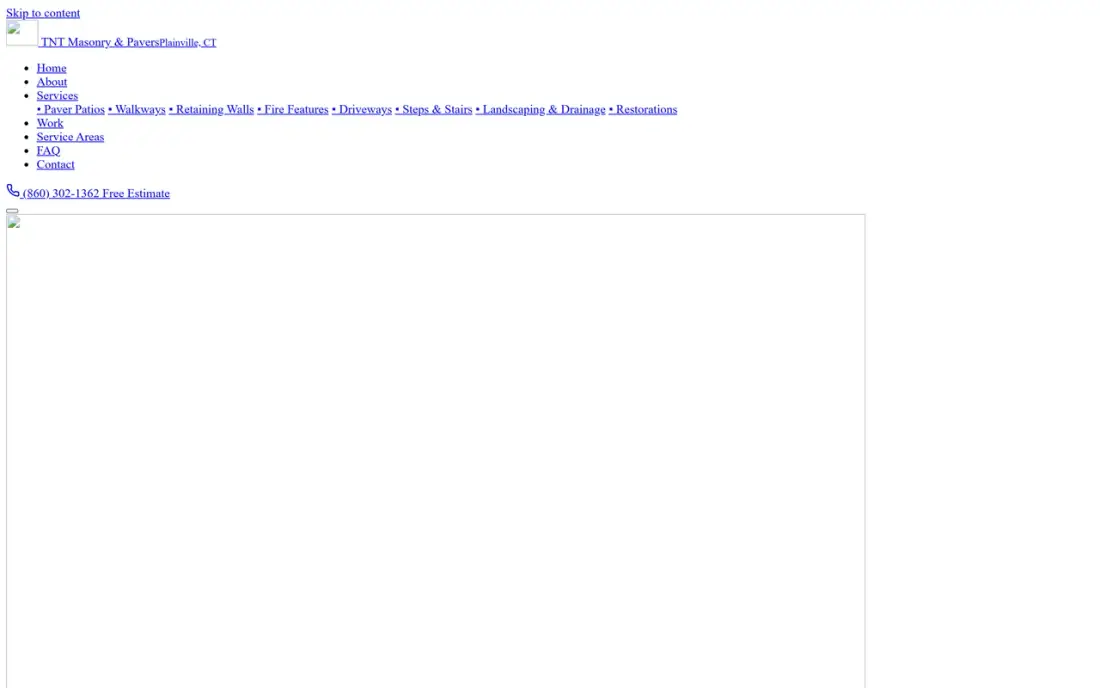 Screenshot of the TNT Masonry and Pavers website